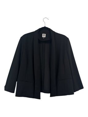 Anne Klein Black Open Front Blazer Size L Minimalist Work Office Career Chic